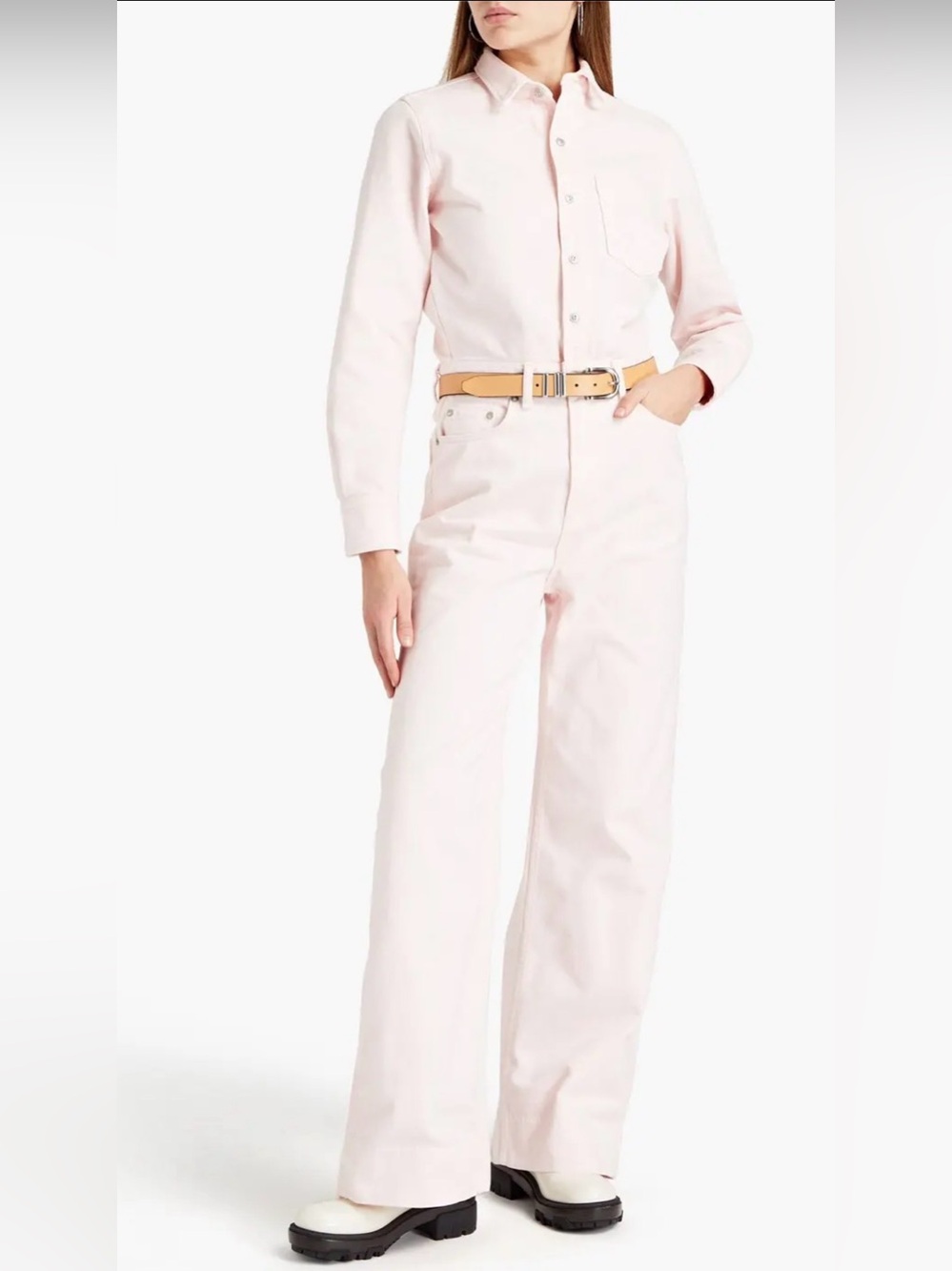 Rag & Bone Blush Pink Baby Jean Jumpsuit, $350, NWT, Medium